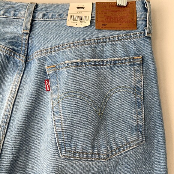 Levi’s Premium 501 Straight Leg Crop Button Fly Distressed Jeans Blue 31 - Picture 12 of 13